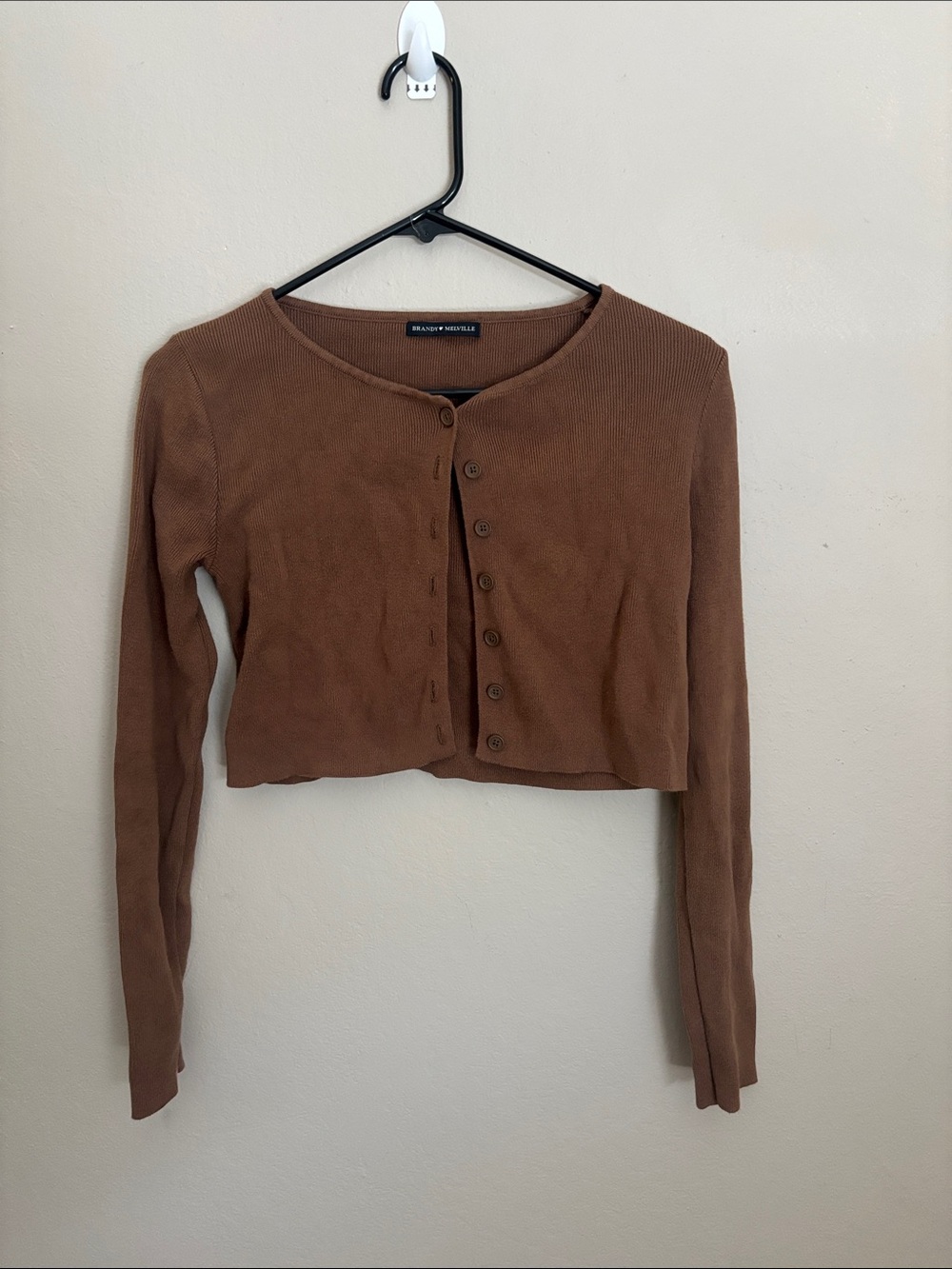 Brandy Melville Brown Cropped Button-Up Cardigan